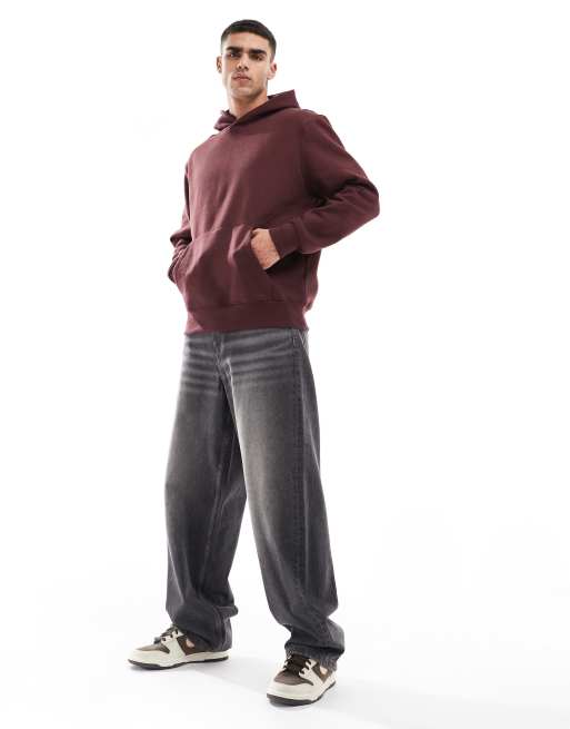 ASOS DESIGN premium heavyweight oversized hoodie 400gsm in burgundy , 2 of 4