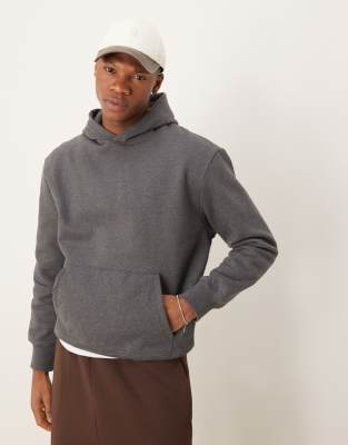 ASOS DESIGN premium heavyweight oversized hoodie 400gsm in charcoal marl-Grey φωτογραφία