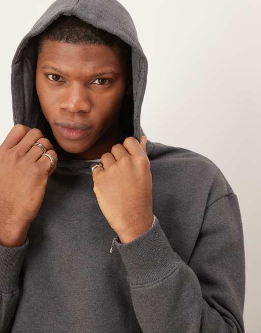 ASOS DESIGN premium heavyweight oversized hoodie 400gsm in charcoal marl, 2 of 4