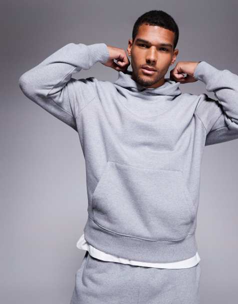 ASOS DESIGN premium heavyweight oversized hoodie 400gsm in grey marl - GREY - view 1
