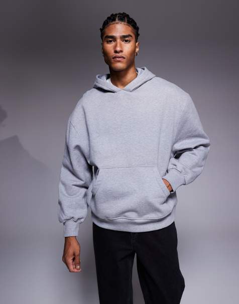 ASOS DESIGN premium heavyweight oversized hoodie 400gsm in heather gray - view 1