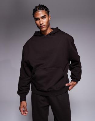 Asos Design Premium Heavyweight Oversized Hoodie In Brown
