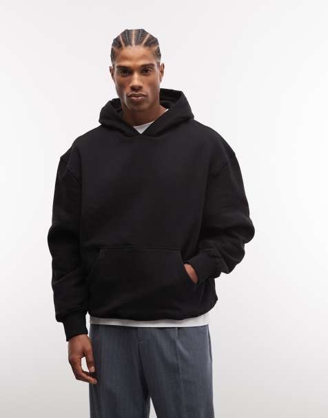 ASOS DESIGN premium heavyweight oversized hoodie in 400gsm in black - BLACK - view 1