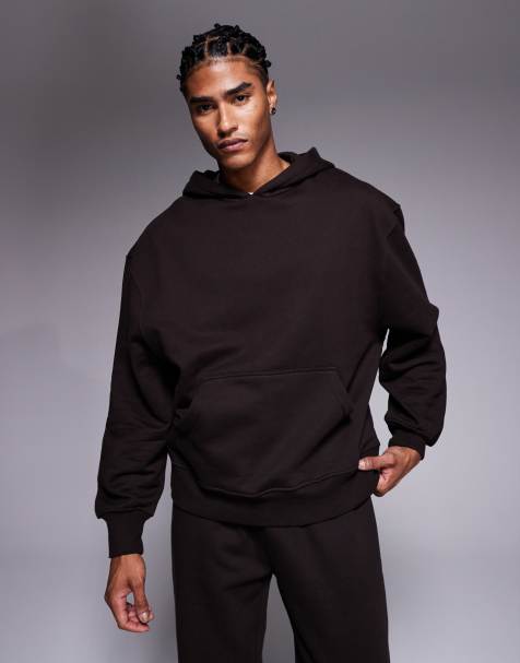 ASOS DESIGN premium heavyweight oversized hoodie in 400gsm in brown - view 1