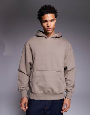 ASOS DESIGN premium heavyweight oversized hoodie in 400gsm in dark brown - BROWN