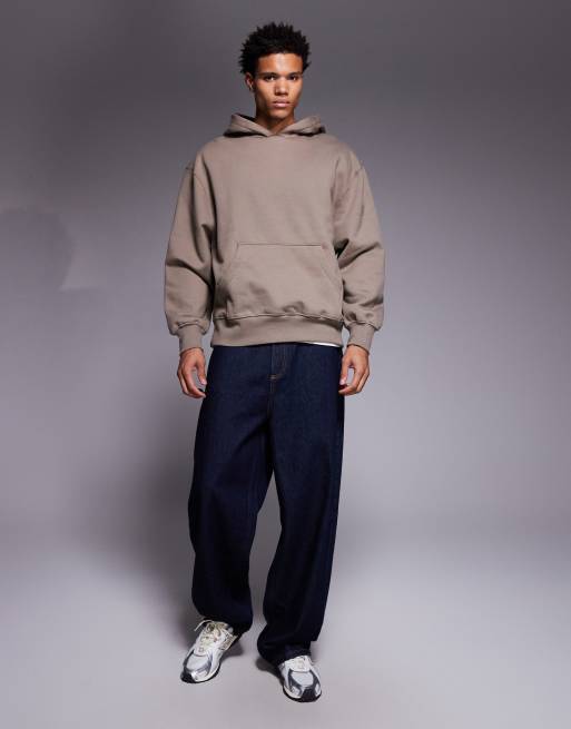 ASOS DESIGN premium heavyweight oversized hoodie in 400gsm in dark brown - BROWN, 2 of 5