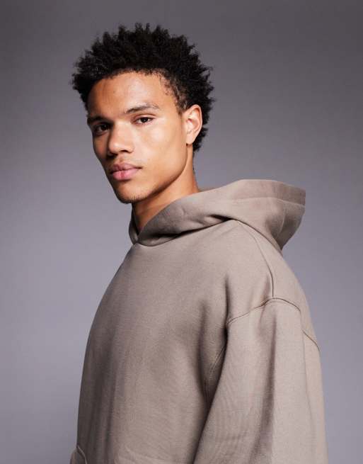 ASOS DESIGN premium heavyweight oversized hoodie in 400gsm in dark brown - BROWN, 4 of 5