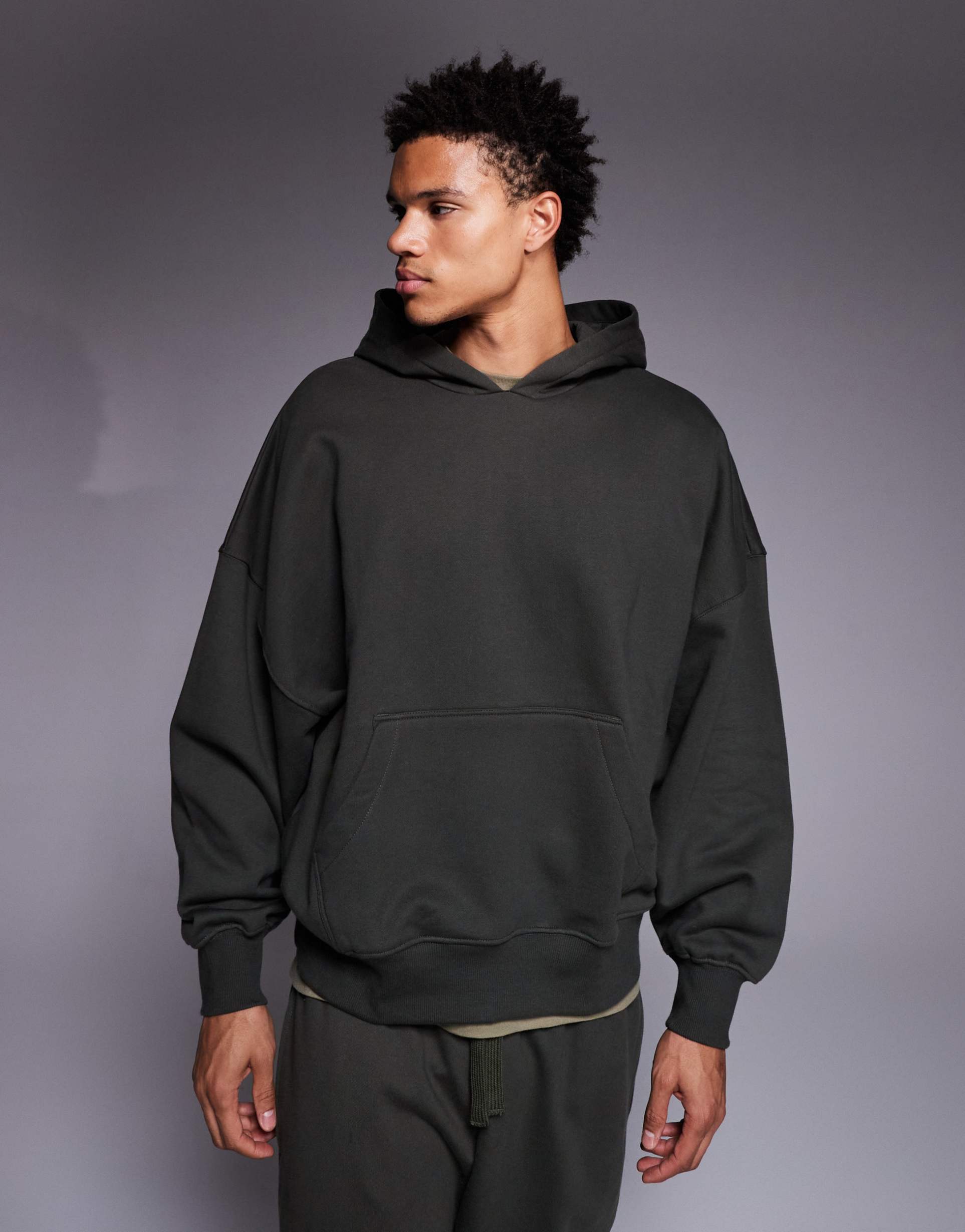 ASOS DESIGN premium heavyweight oversized hoodie in 400gsm in dark green - DGREEN