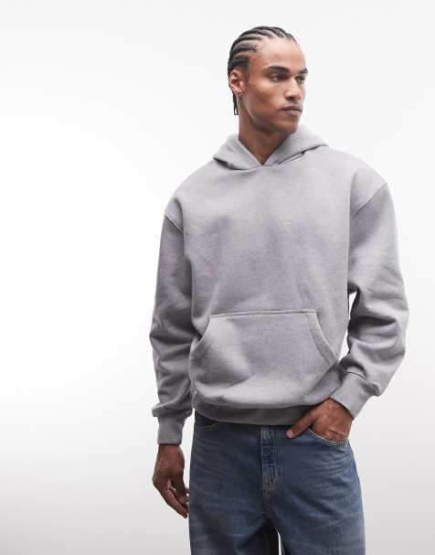 ASOS DESIGN premium heavyweight oversized hoodie in 400gsm in gray heather - view 1