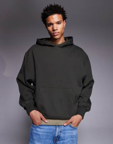 ASOS DESIGN premium heavyweight oversized hoodie in 400gsm khaki - view 1