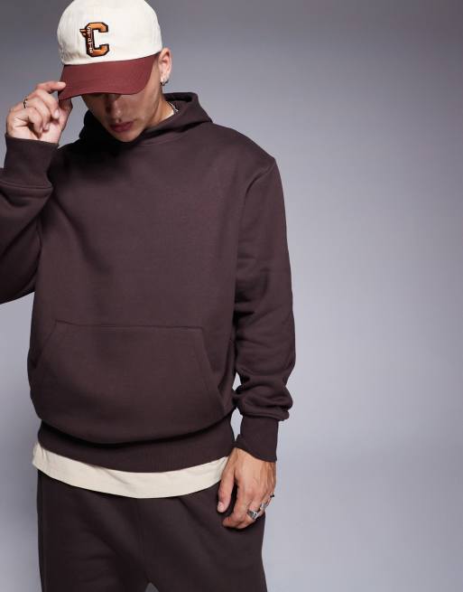 CerbeShops DESIGN premium heavyweight oversized hoodie in dark brown