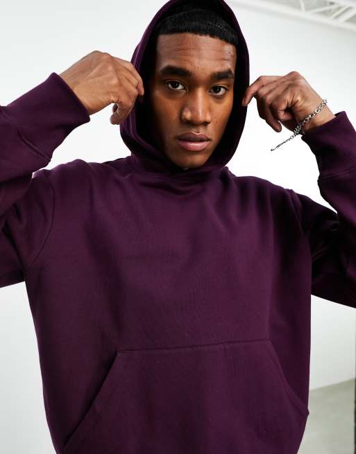 ASOS DESIGN premium heavyweight oversized hoodie in dark purple - PURPLE, 2 of 4