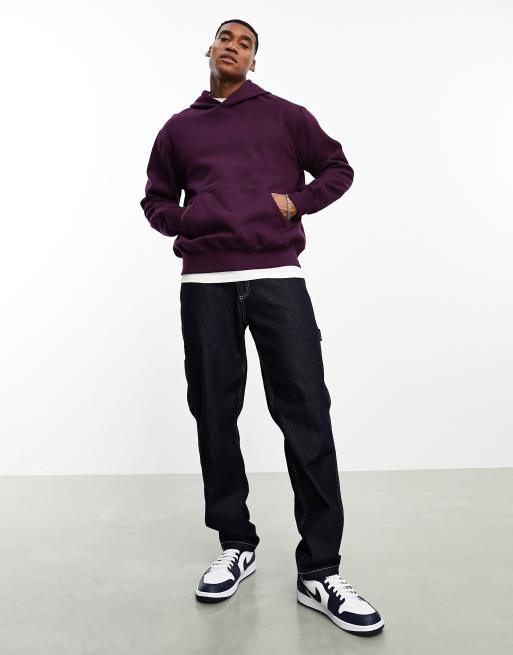 ASOS DESIGN premium heavyweight oversized hoodie in dark purple - PURPLE, 3 of 4