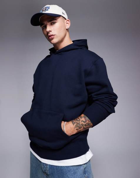 ASOS DESIGN premium heavyweight oversized hoodie in navy - view 1
