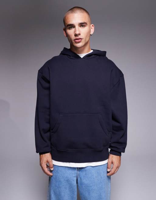 ASOS DESIGN premium heavyweight oversized hoodie in navy