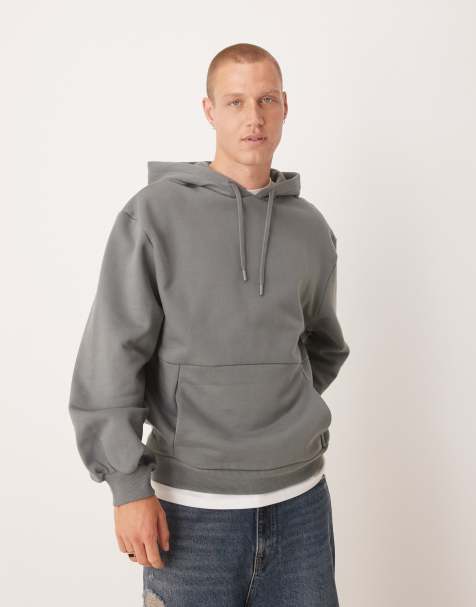ASOS DESIGN premium heavyweight oversized hoodie with bell sleeve in 400gsms in grey  - LGREEN - view 1
