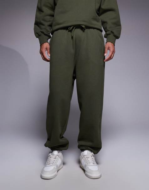 ASOS DESIGN premium heavyweight oversized jogger in 400 gsm khaki - view 1