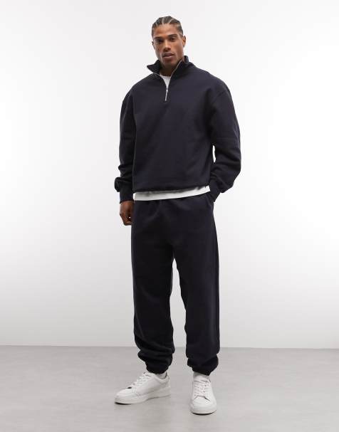 ASOS DESIGN premium heavyweight oversized jogger in 400 gsm navy  