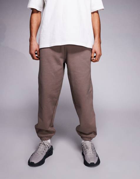 ASOS DESIGN premium heavyweight oversized jogger in 400gsm in brown 