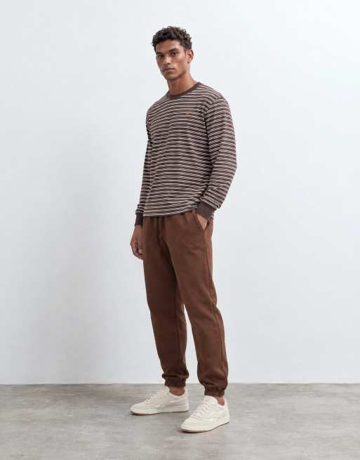 ASOS DESIGN premium heavyweight oversized jogger with pleat details in brown, 8 of 9