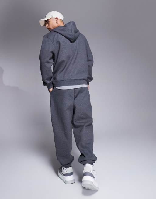 ASOS DESIGN premium heavyweight oversized joggers 400gsm in charcoal marl