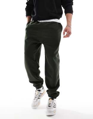 ASOS DESIGN premium heavyweight oversized joggers 400gsm in dark green