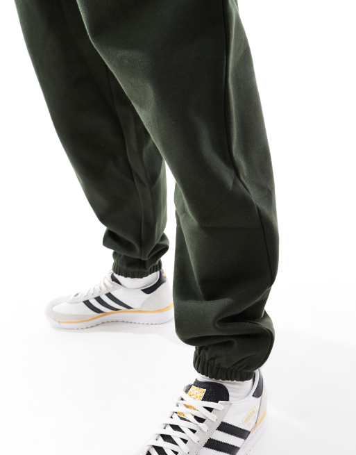ASOS DESIGN premium heavyweight oversized joggers 400gsm in dark green