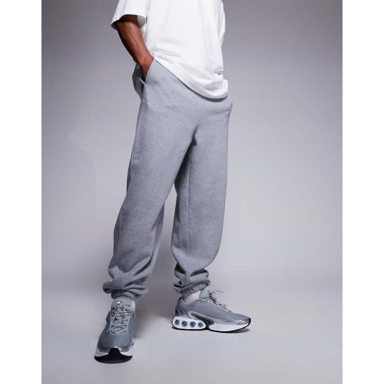 ASOS DESIGN premium heavyweight oversized joggers 400gsm in grey marl