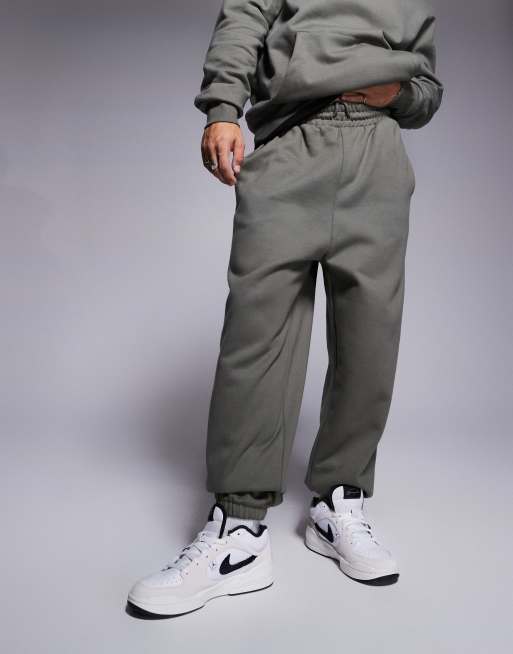 ASOS DESIGN premium heavyweight oversized joggers 400gsm in khaki - KHAKI, 2 of 5