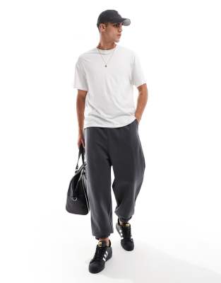 ASOS DESIGN premium heavyweight oversized joggers 400gsm in washed black-Grey