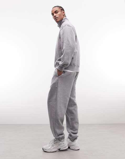 ASOS DESIGN premium heavyweight oversized joggers 400gsms in grey marl - GREY - view 1