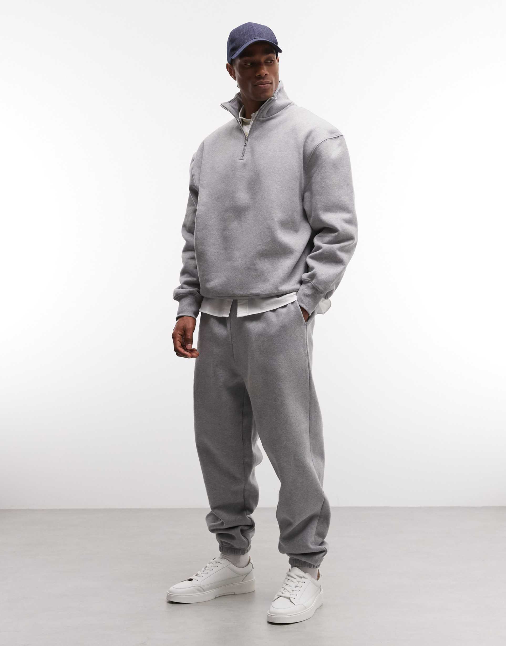 ASOS DESIGN premium heavyweight oversized joggers 400gsms in grey marl
