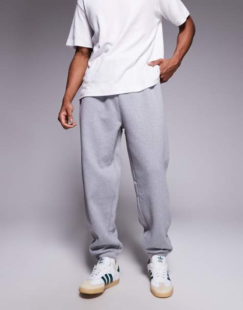 ASOS DESIGN premium heavyweight oversized joggers 400gsms in grey marl - view 1