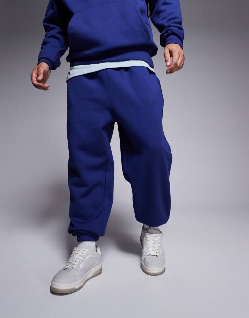 ASOS DESIGN premium heavyweight oversized joggers in blue, 2 of 5