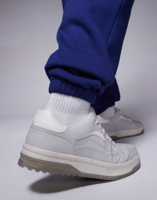 ASOS DESIGN premium heavyweight oversized joggers in blue, 4 of 5