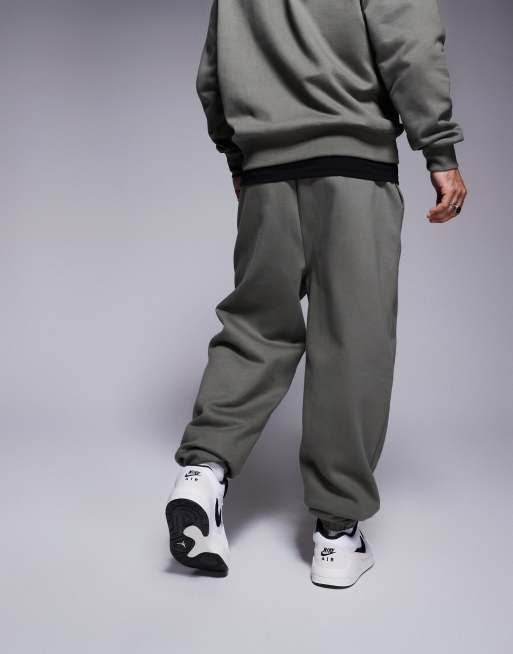 ASOS DESIGN premium heavyweight oversized joggers in khaki, 3 of 5