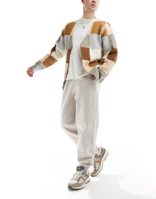 ASOS DESIGN premium heavyweight oversized joggers in silver grey  - BEIGE