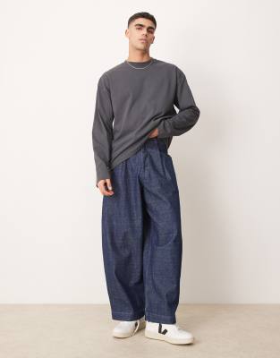 Asos Design Premium Heavyweight Oversized Long Sleeve T-shirt 300gsm In Gray