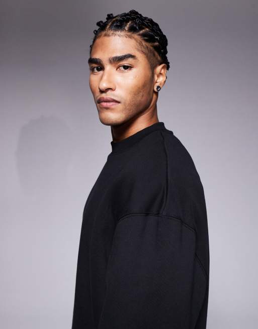 ASOS DESIGN premium heavyweight oversized longer length sweatshirt in 400 gsm black - CHARCOAL, 4 of 5