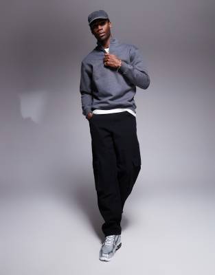 Asos Design Premium Heavyweight Oversized Quarter Zip Sweatshirt 400gsm In Neutral