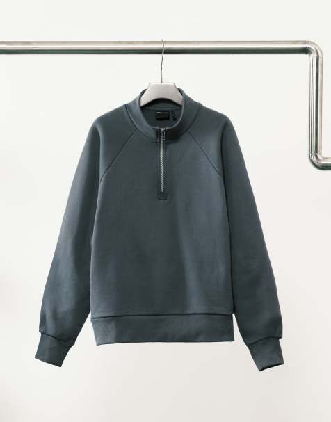 ASOS DESIGN premium heavyweight oversized quarter zip sweatshirt in 650 gsm eclipse - view 1