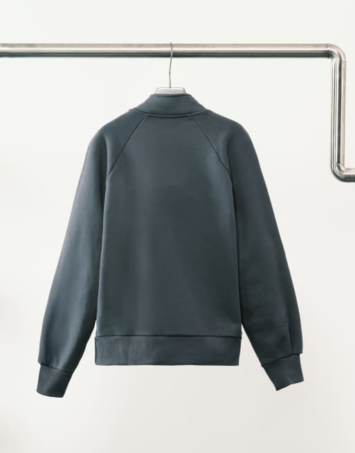 ASOS DESIGN premium heavyweight oversized quarter zip sweatshirt in 650gsm navy, 3 of 5