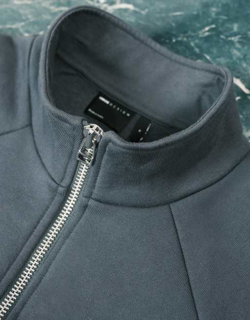 ASOS DESIGN premium heavyweight oversized quarter zip sweatshirt in 650gsm navy, 5 of 5