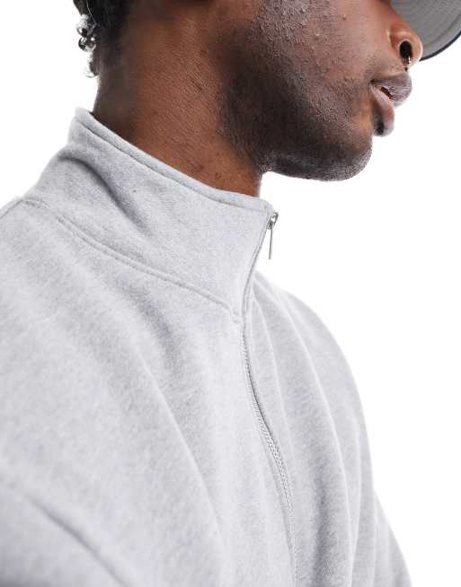 ASOS DESIGN heavyweight oversized quarter zip sweatshirt in gray heather