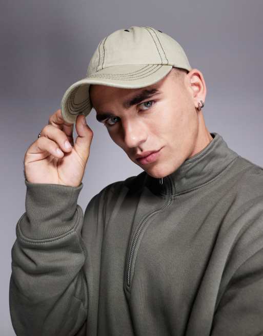 ASOS DESIGN premium heavyweight oversized quarter zip sweatshirt in khaki