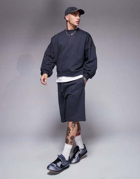 ASOS DESIGN premium heavyweight oversized shorts 400gsm in charcoal - CHARCOAL - view 1