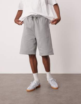 Asos Design Premium Heavyweight Oversized Shorts 400gsm In Gray