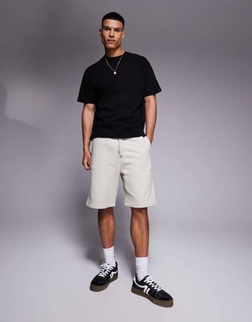 ASOS DESIGN premium heavyweight oversized shorts 400gsm in light beige - BEIGE