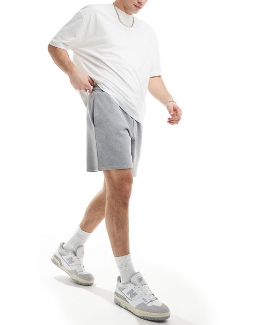  ASOS DESIGN premium heavyweight oversized shorts in grey marl