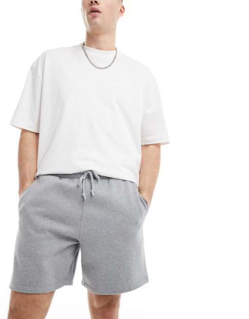 ASOS DESIGN premium heavyweight oversized shorts in grey marl